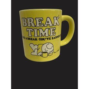 Ziggy "Break Time" Yellow Mug By Tom Wilson Stoneware